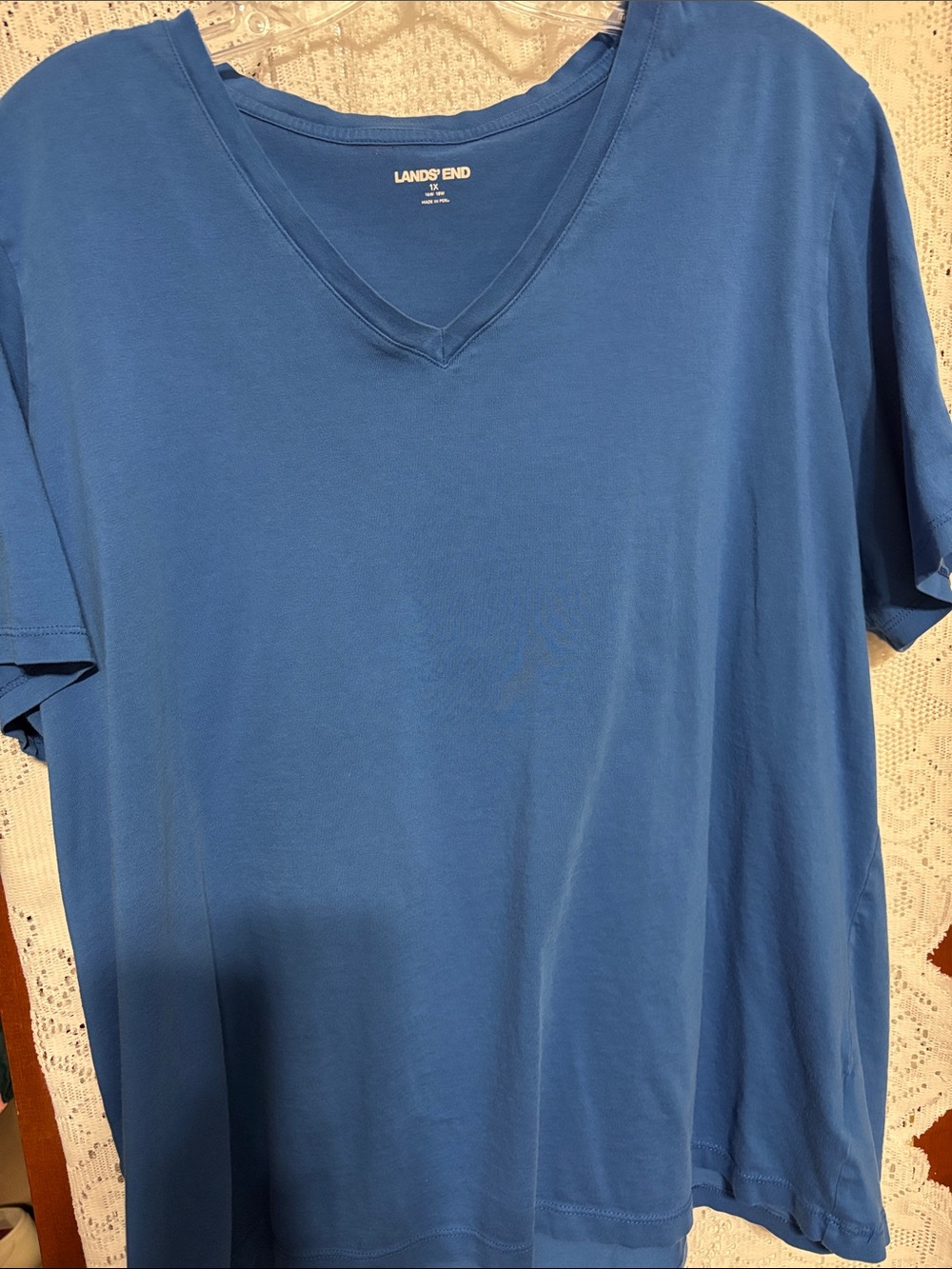 Lands' End Women’s V-Neck Tee in True Blue